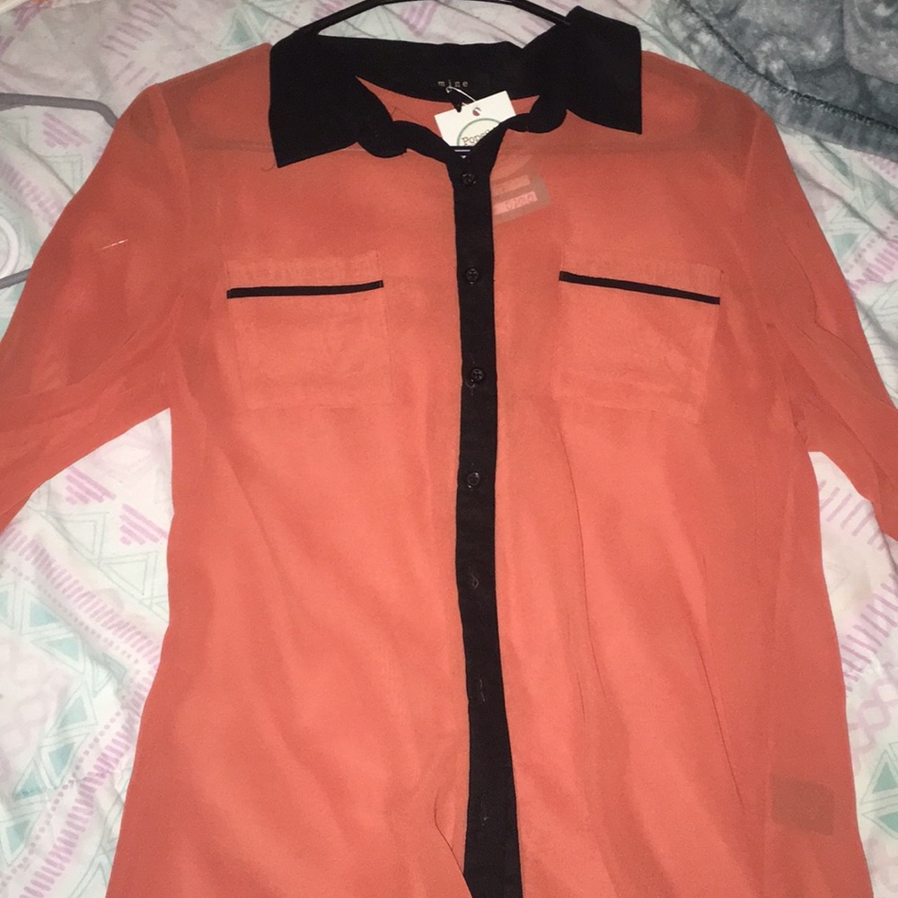 Burnt orange and black long sleeve button up